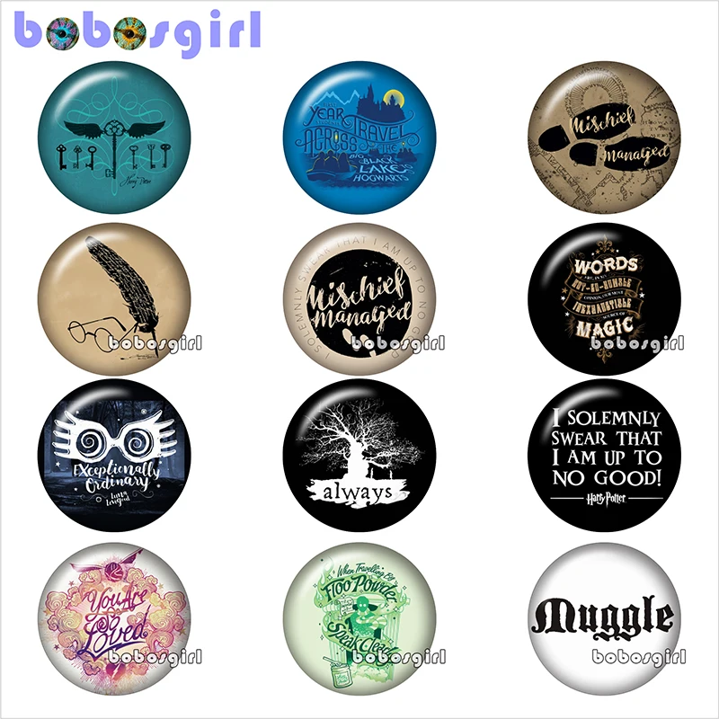 

muggle feather pen magic glass snap button jewelry DIY Round photo cabochons flat back TW1244