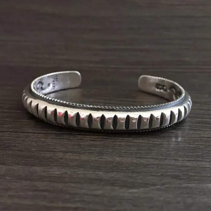 

39.5g Solid Silver 925 Mens Bracelet Thick Band Gear Cuff Bangle Brief Design Real Sterling Silver 925 Mens Jewelry Top Quality