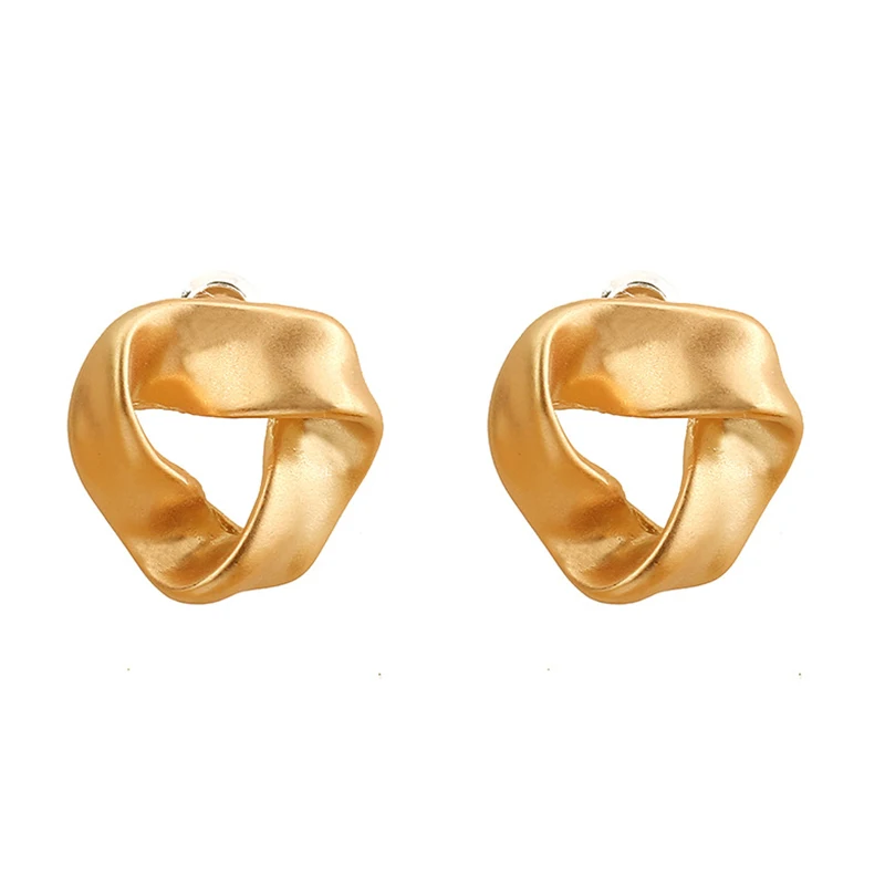 SRCOI Classical Gold Color Twist Knot Stud Earrings Fashion Geometry