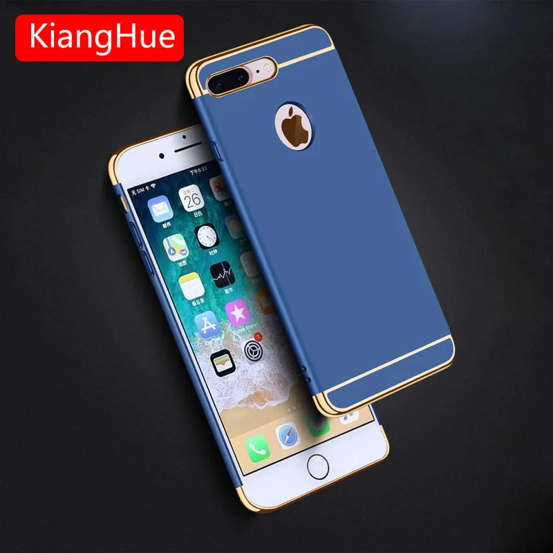 Luxury 3-IN-1 Shockproof Case For iPhone 7 8 Plus Electroplated X 6s 6 Hard PC |