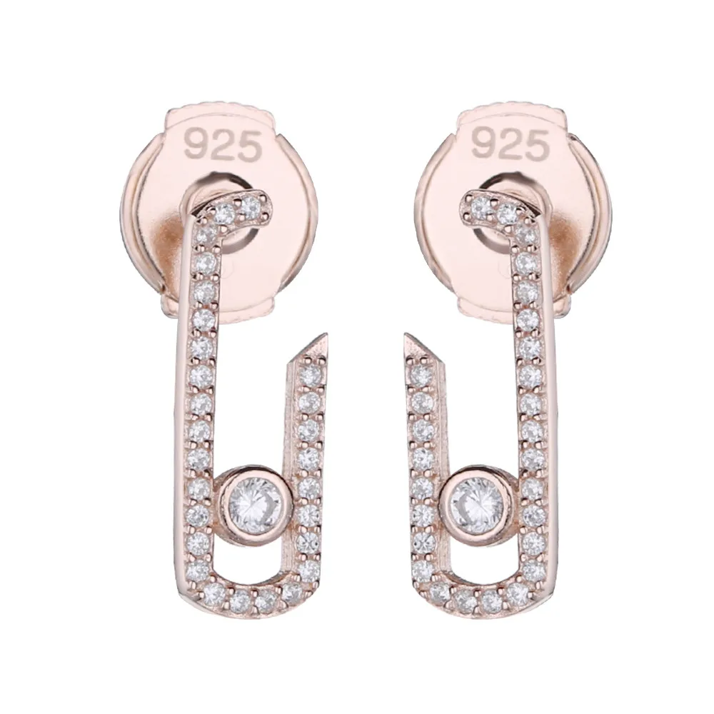 Rose Gold Lovecabin, панк-рок, серебро, чистый кристалл, CZ, движение, циркон, ювелирное изделие, мода, Стерлинговое серебро 925, ювелирное изделие, серьги-капли - Окраска металла: Rose Gold