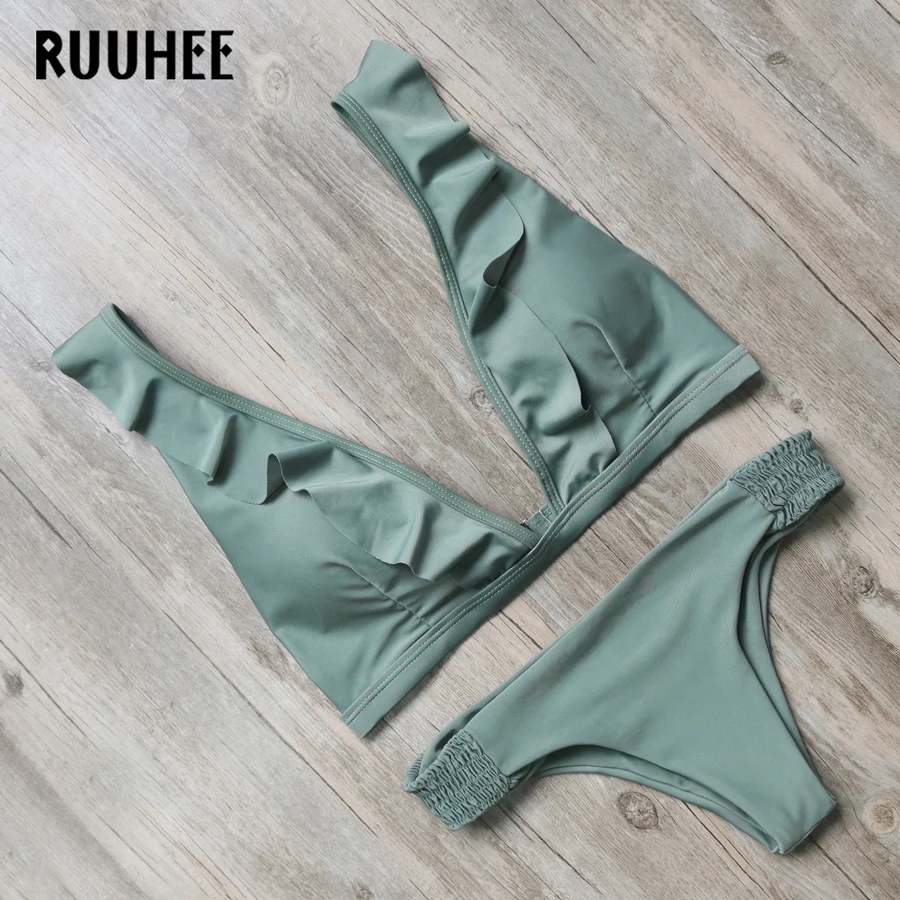 RUUHEE البرازيلي بيكيني ملابس السباحة المرأة مثير كشكش بيكيني مجموعة رفع ثوب السباحة 2018 الإناث بحر السباحة دعوى RUUHEE البرازيلي بيكيني ملابس السباحة المرأة مثير كشكش بيكيني مجموعة رفع ثوب السباحة 2018 الإناث بحر السباحة دعوى