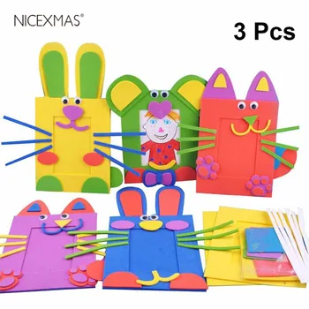 

3pcs Cartoon Photo Frame Handmade Material Bag Crafting DIY Supplies for Kids Children (Random Color, Random Pattern)