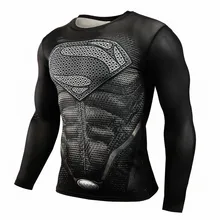 2017 T shirt Compression Shirt Crossfit T shirt Men Lycra 3D Print Long Sleeve T shirt