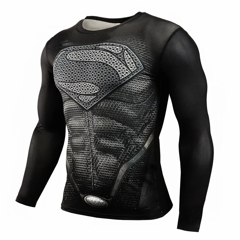 

New Hot T shirt Compression Shirt Exercise T-shirt Men Lycra 3D Print Long Sleeve T shirt Fitness Brand Clothing MMA Plus Size