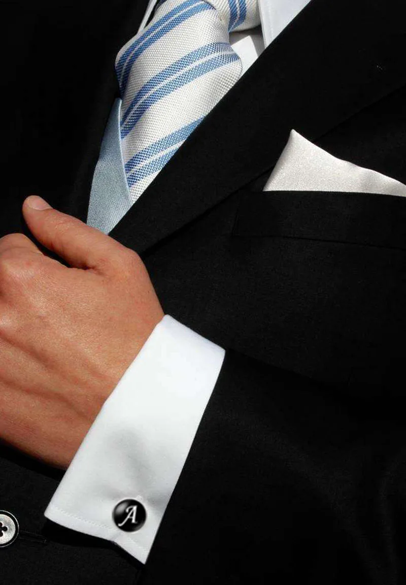 1 пара Запонки мужские A-Z запонки «Алфавит» серебряный цвет кнопка запонки с буквами для мужчин джентльменская рубашка Свадебные Запонки