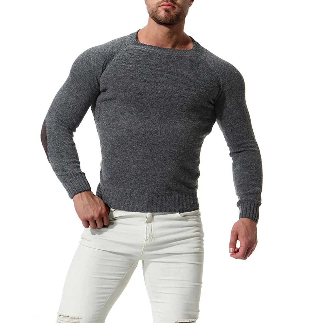 Мужской свитер с круглым воротником, однотонная мужская Трикотажная нижняя рубашка для похудения