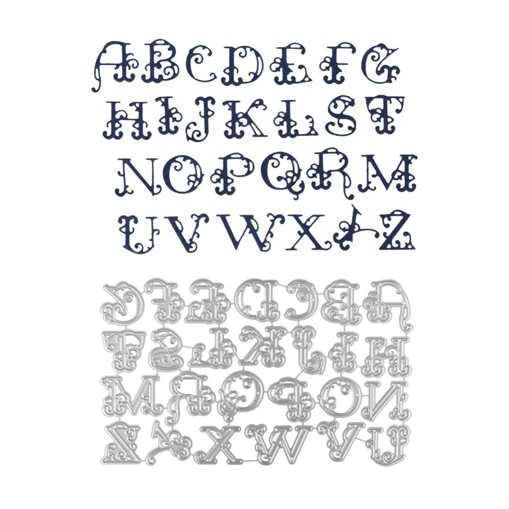 

Hemere 26 Alphabet A-Z Metal Steel Cutting Dies Stencil Frame DIY Scrapbooking Paper Card Embossing Die Template Customizable