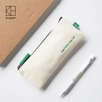 

KINBOR Student Pencil Case Canvas Simple Stationery Pencil Bag Portable Bag 1PCS
