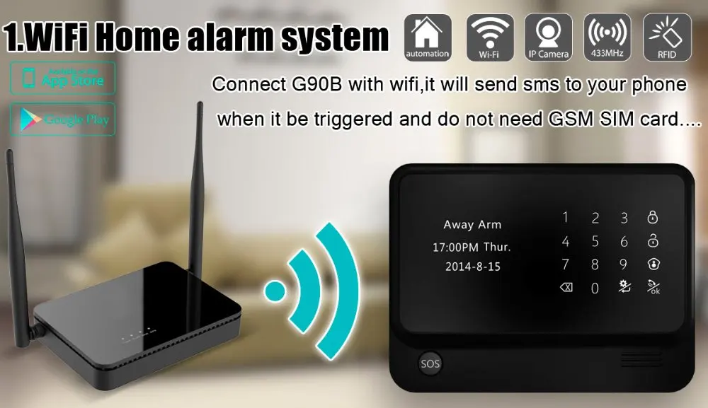 1 комплект) домашний дизайн G90B Plus wifi GSM сигнализация комплект датчика английский Spansih русский Умный дом wifi GSM охранная сигнализация