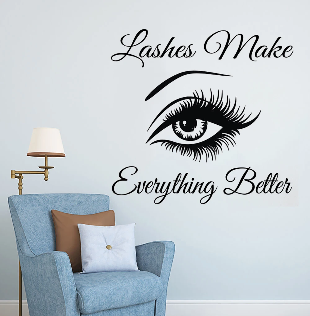 Eyelashes Wall Sticker Eyebrows Lashes Vinyl Wall Decal Beauty Salon