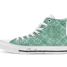 Изумрудный узор новинка дизайн дышащая Повседневная Высокая обувь на шнуровке холщовая обувь кеды