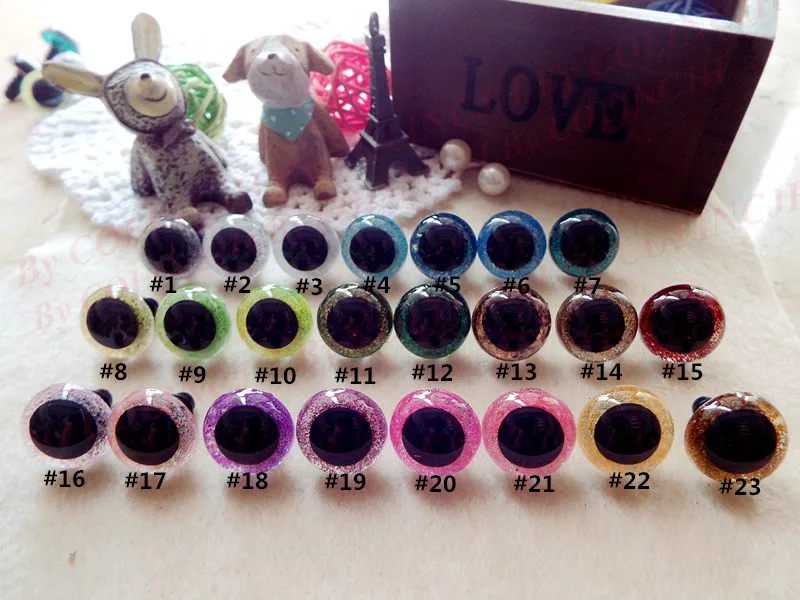 50pairs(100pcs) 15mm/18mm Colorful Hand-painted Eyes Safety For Amigurumi Doll Mixed Color