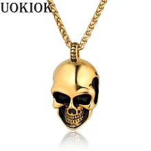 Punk Stainless Steel Skull & Skeleton Pendant Necklace Chain Rock Gothic Necklaces Gold Silver Color Men Jewelry Punk Stainless Steel Skull & Skeleton Pendant Necklace Chain Rock Gothic Necklaces Gold Silver Color Men Jewelry