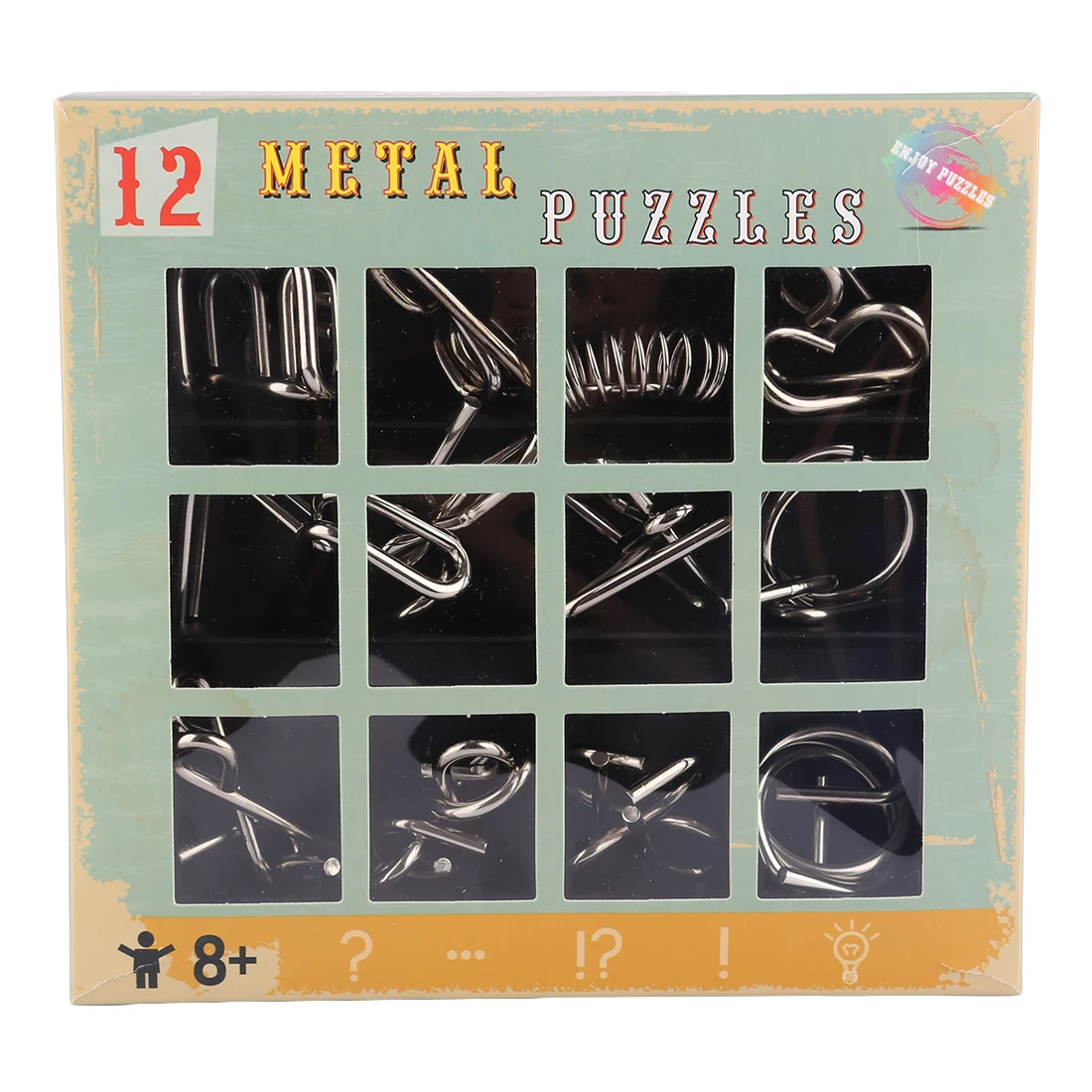 12pcs/set Materials Metal Montessori Puzzle Wire IQ Mind Brain Puzzles for Children Adults Anti-Stress Reliever Toys