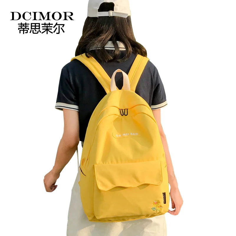 Hot Dcimor Sunflower Embroidery Women Backpack Lovely Dcimor Sunflower Embroidery Women Backpack Lovely School Backpacks For Agers Female Nylon Waterproof Bookbag Mochilas