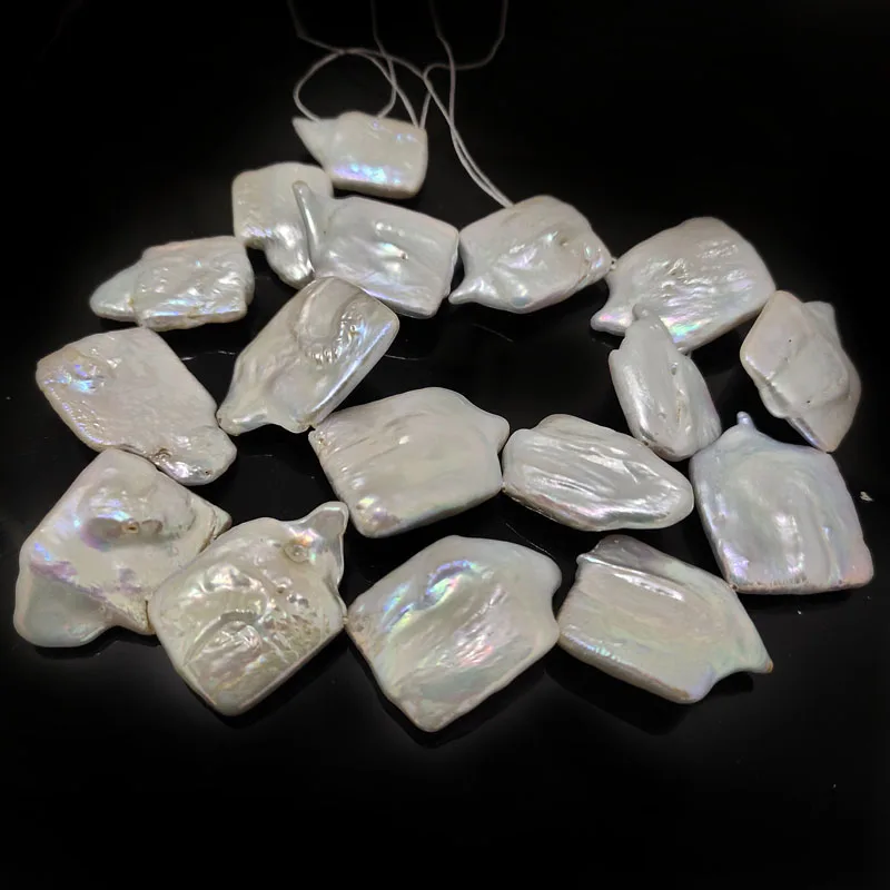 16 inches AA 20-30mm Diagonally Drilled Natural White Flat Square Large Baroque Pearl Loose Strand | Украшения и аксессуары