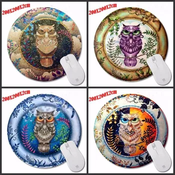 

Best Quality Customized Round Mouse Pad Owls Drawing Beautiful Decor Computer Notebook Printing Circular Mouse Pad Rubber Mat
