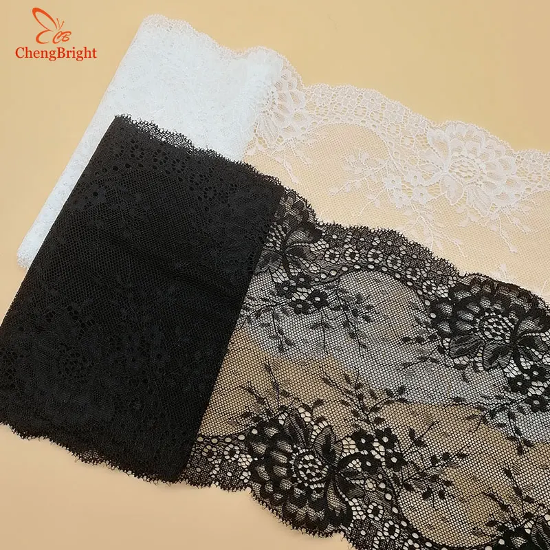 

CHENGBRIGHT 2Yard High Quality Elastic Lace Ribbon 18cm Width Cotton Lace Trim Nigerian African Lace Fabric Sewing Wedding Dress