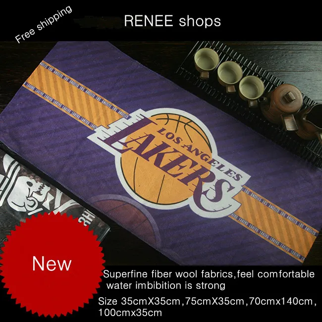 

Superfine fiber wool fabrics Multiple basketball team LA sports leisure Fitness cartoon towel bath towel square customization