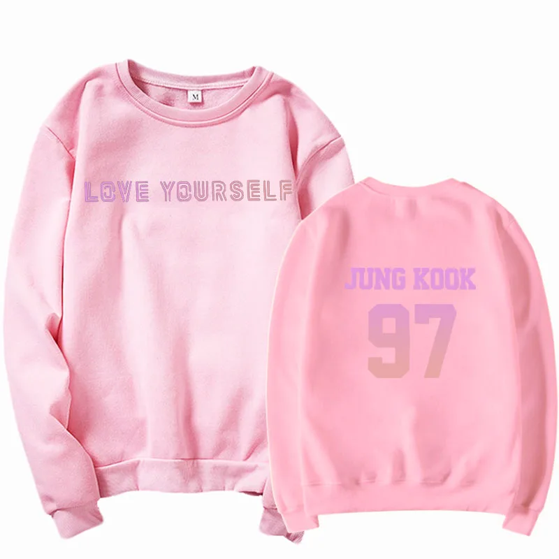 Толстовка унисекс Jung Kook 97, толстовка kpop jung kook 97, толстовка love yourself, кофта K-POP, Толстовка XL для повседневной носки - Цвет: Sweatshirt pink 2