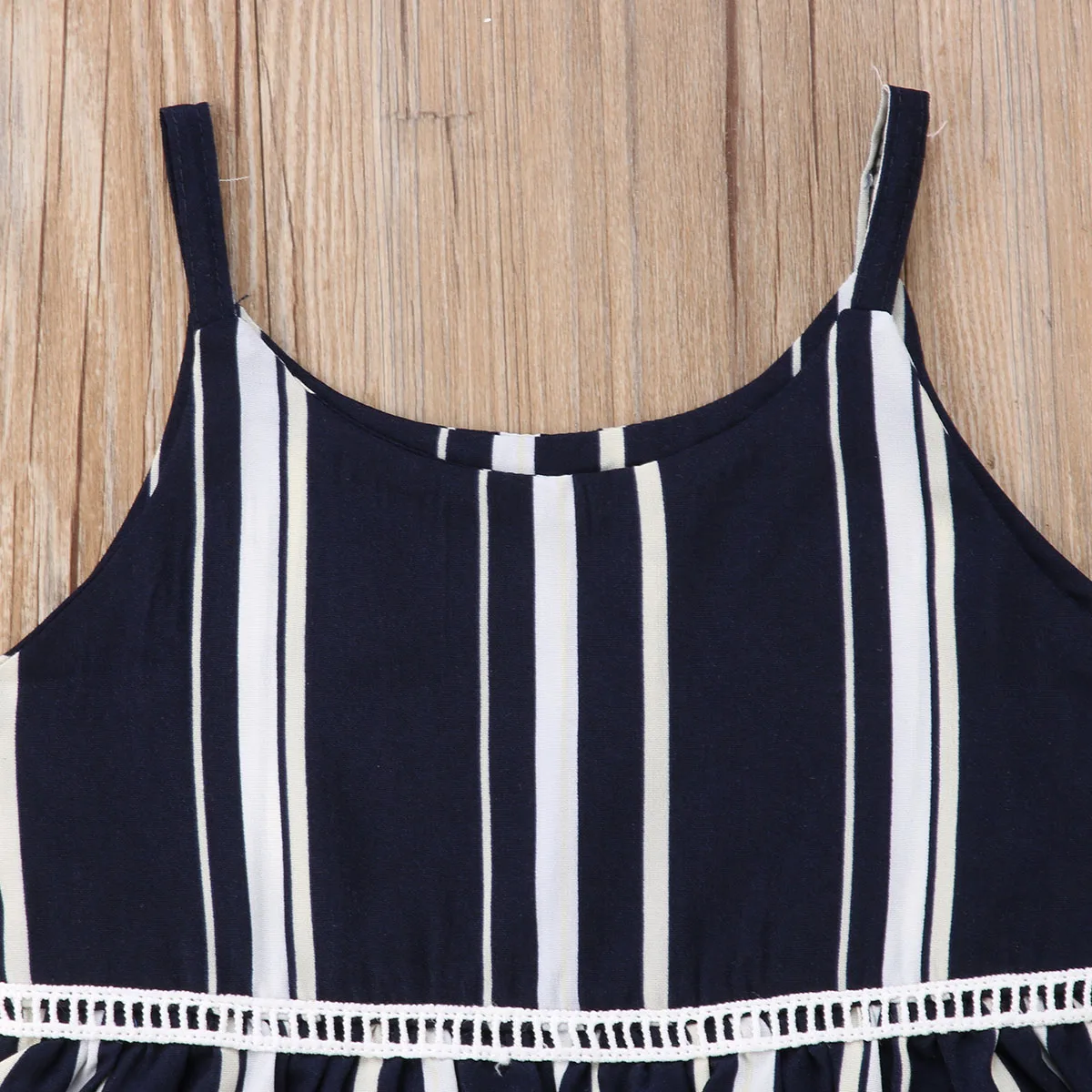 الصيف جميلة الاطفال طفلة 2 Pcs الملابس مجموعة مخطط طباعة قميص بدون أكمام قمم طويلة الأزرق السراويل دعوى عالية الخصر جديد وتتسابق