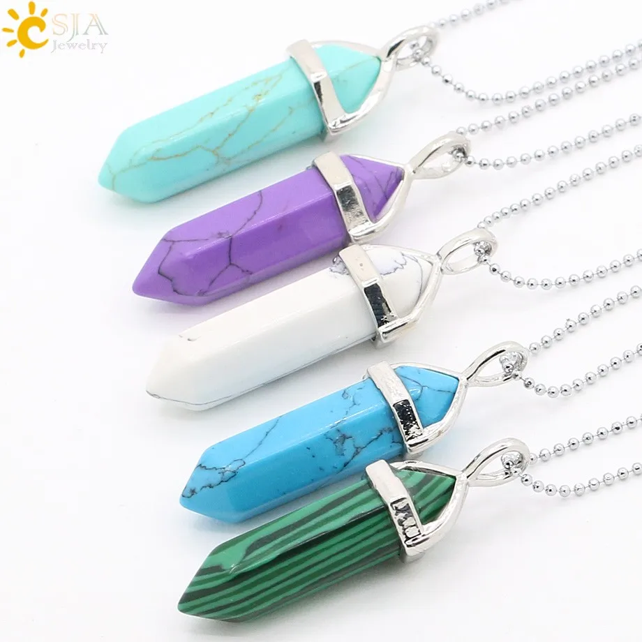 Hexagonal Prism Healing Point Summer Jewelry Pendant Necklaces