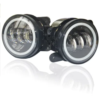 

1Pair 4Inch Round Led Fog lights 30W White Halo Ring DRL 6000K Driving Lamp with Turn Signal for Jeep Wrangler LJ JK Cars
