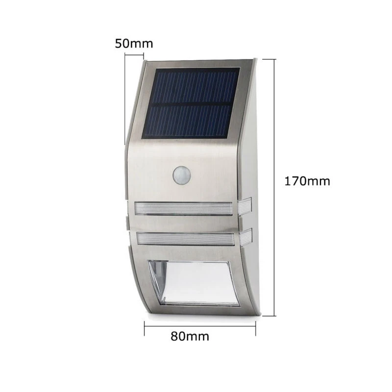 1x Водонепроницаемый 2 светодиодный настенный светильник на солнечной батарее движения PIR Сенсор садовые фонари стены движения настенный уличный фонарь PIR Нержавеющая сталь стенная солнечна лампа