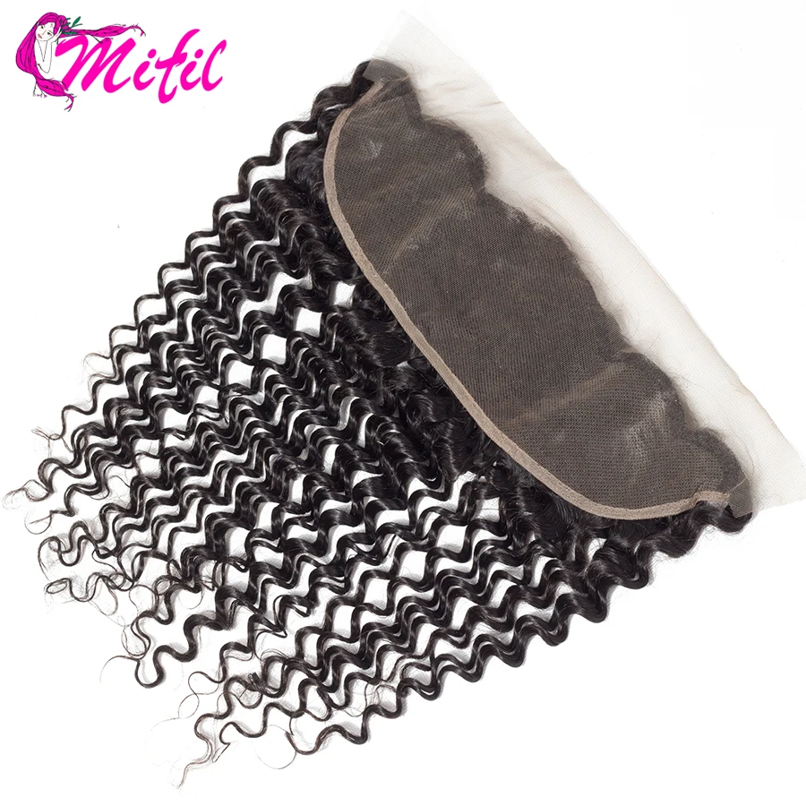

Mifil Hair Peruvian Deep Wave 13x4 Ear to Ear Free Part Lace Frontal Closure Non Remy Human Hair Extension Natural Color