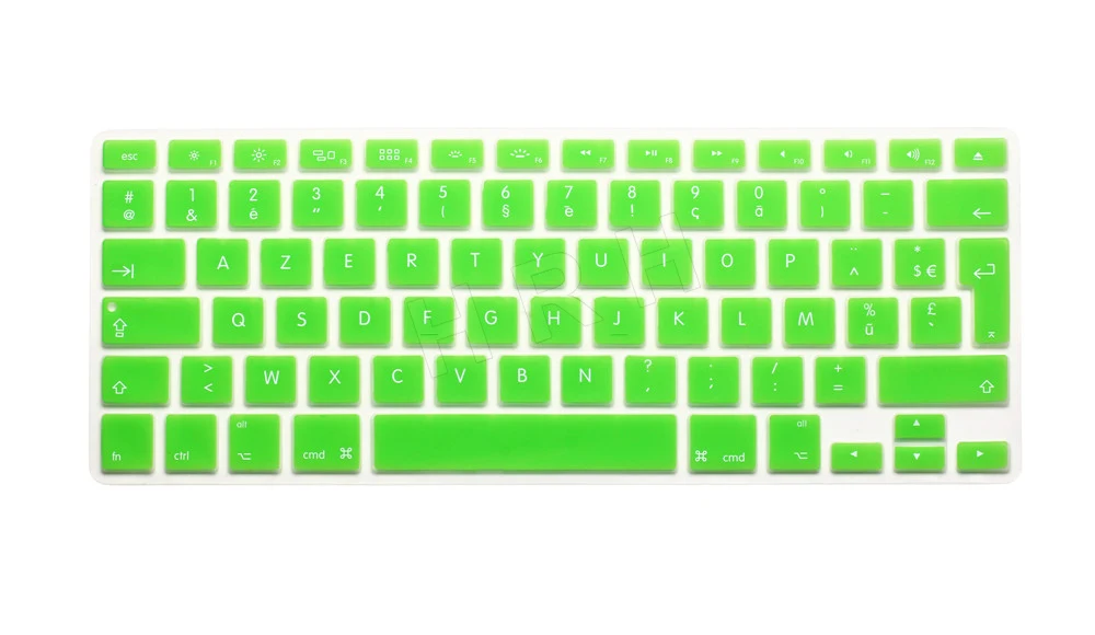 HRH 50 шт. AZERTY французский Великобритания Силиконовый чехол для клавиатуры Защита кожи для MacBook Pro Air 13 15 17 Air 13 retina display до - Цвет: Green