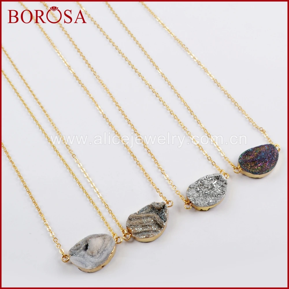 BOROSA 5/10 шт. 16 дюймов манго Радуга Титан галактика Druzy кварцевый кулон ожерелье