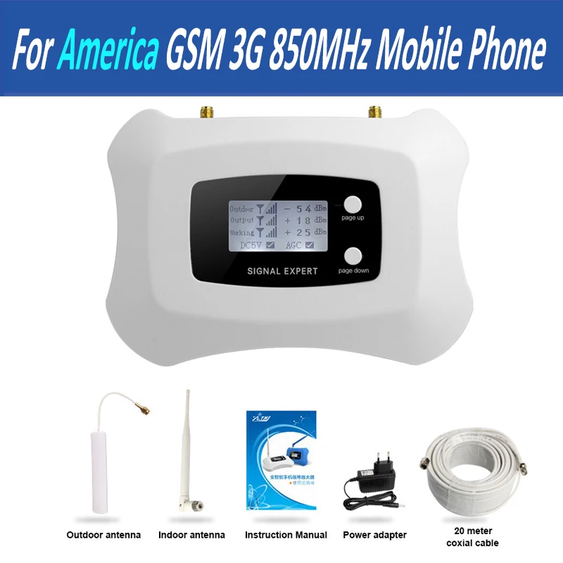 2G 3G 850 mhz Cep telefonu sinyal booster 2G 3G cep telefonu sinyal booster tekrarlayıcı hücresel sinyal amplifikatör Amerika için Suit