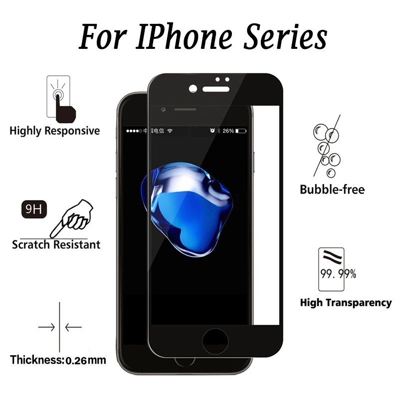 Для iPhone X Защитное стекло для экрана 9 H 3D полное покрытие iphone Apple i8 i7 i6 plus