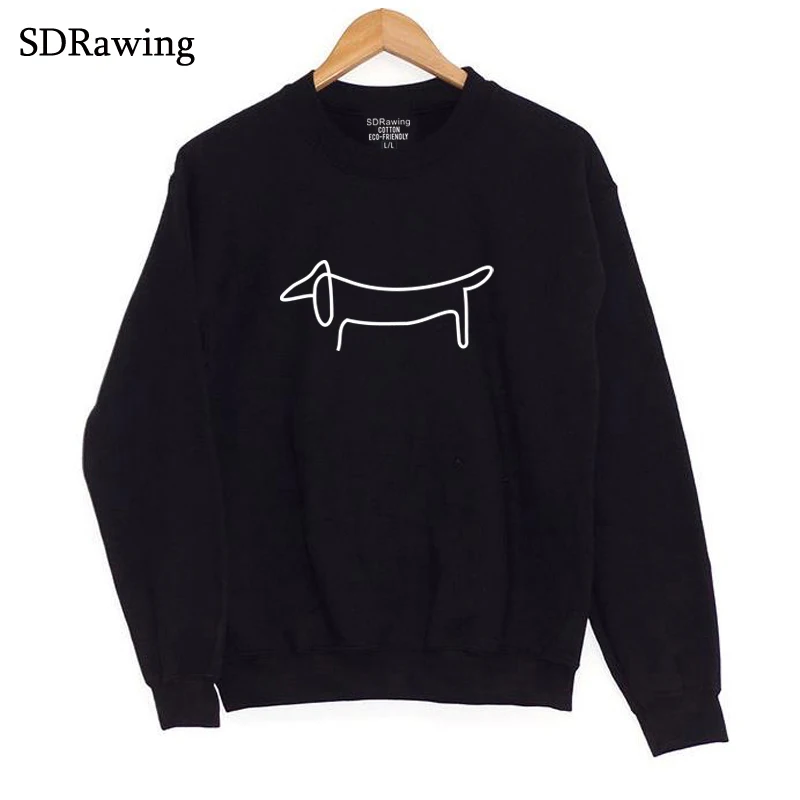 Simple Dachshund Dog Letters Print Women Sweatshirts Casual Funny Sweatshirts For Lady Girl Top Sweatshirts Hipster Drop Ship
