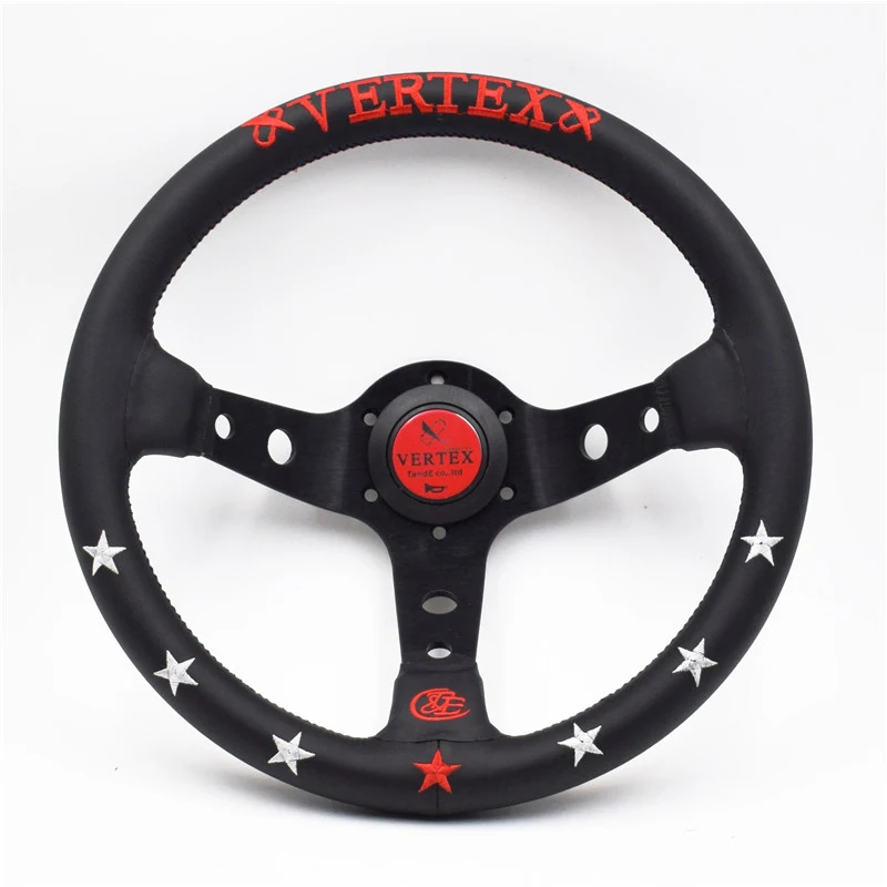 

330mm/13inch Vertex Leather Deep Dish Modified Steering Wheel Car Racing Performance Tuning Sports Steering Wheel