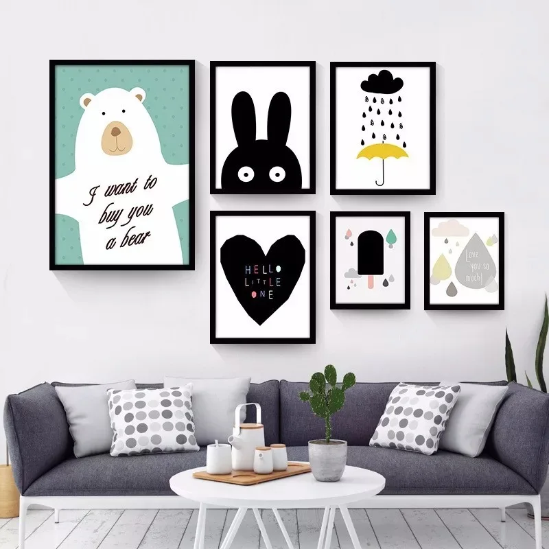 

Cartoon Bear Nursery Wall Art Baby Room Decor Nordic Poster Kids Pictures Canvas Painting For Living Room Animals Print Unframed