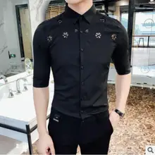 Английские элегантные черные мужские рубашки модные летние свадебные формальные рубашки деловой офисный наряд рубашки