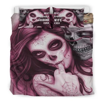 

Dropshipping 3pcs Bedding Set Duvet Cover Pillow Cases Twin Full Queen King Size Rose Spider demon Skull king Eternal wife