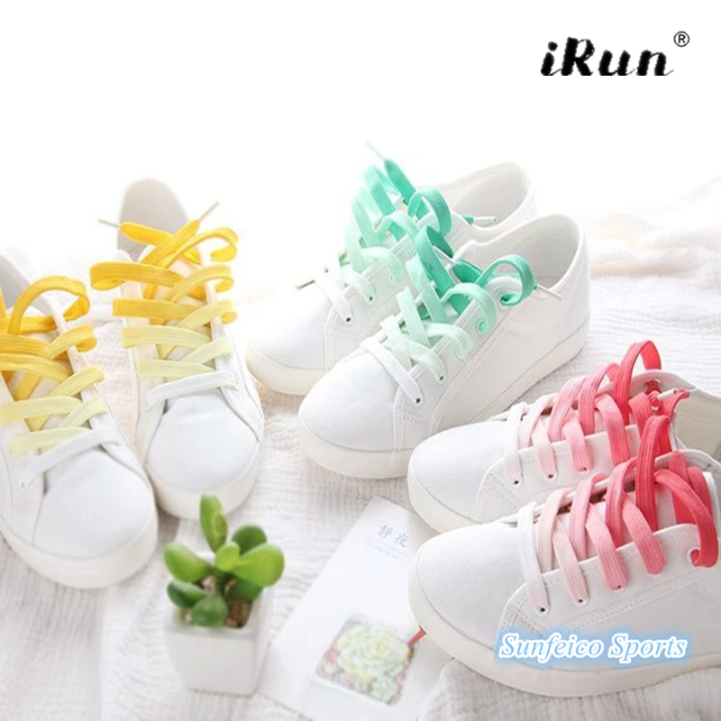 High Quality Tie Dye Gradient Rainbow Print Flat Laces