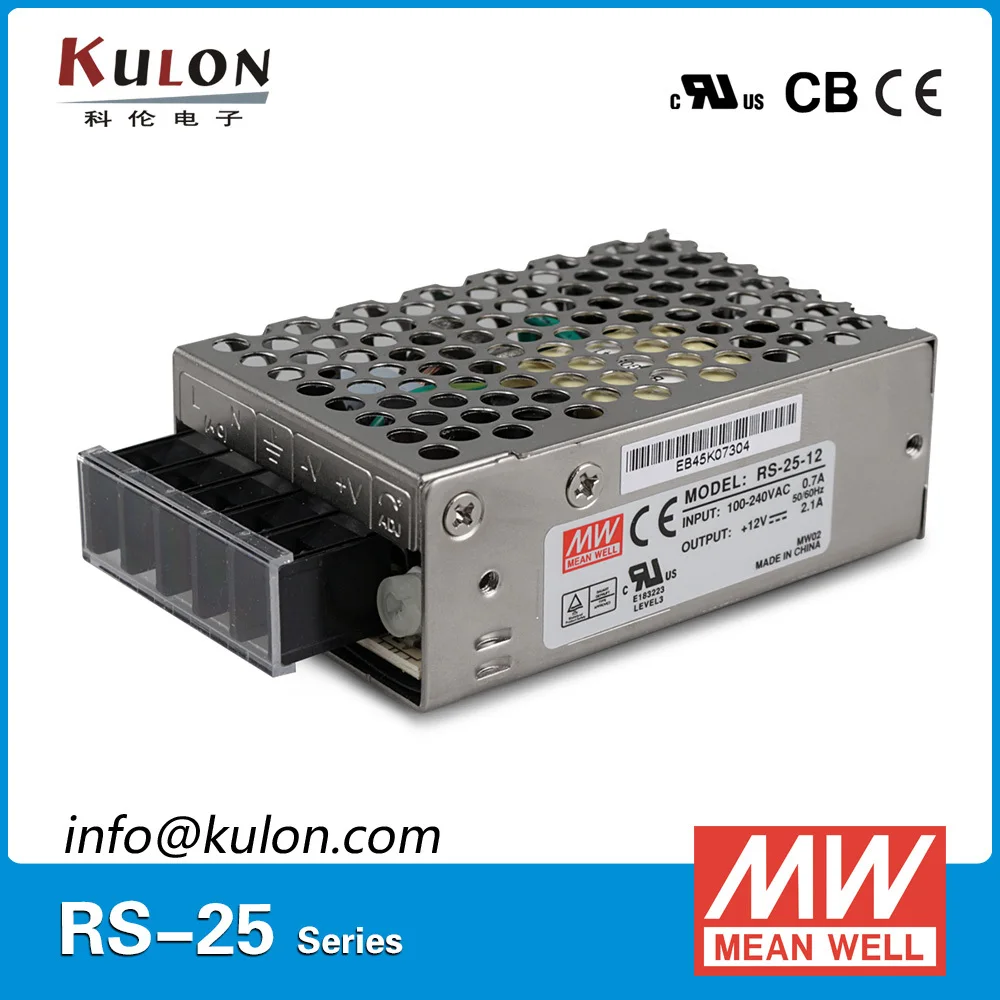Meanwell RS-25 один Выход 48v Питание 25W 3 V/6A 5V/5A 12V/2.1A 15В/1.7A 24V/1.1A 48V/0.57A Импульсный блок