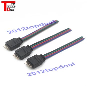 

5pcs/Lot 10cm RGB 4 pins Male Connector Wire Cable For 5050 3528 RGB Led strip, Male Type 4 Pin Needle Connector Free Shipping