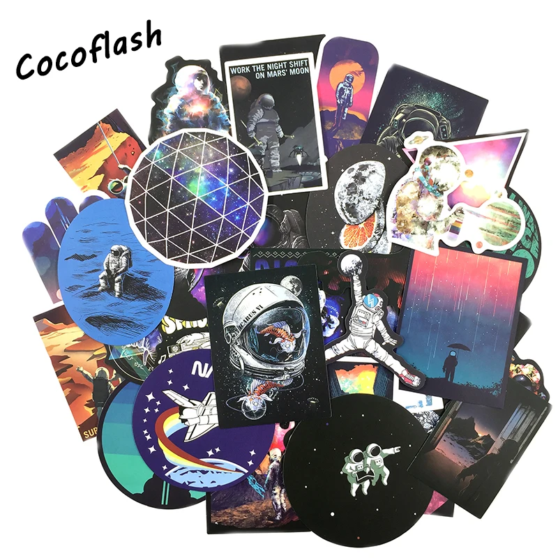 50-100 Pcs Space Stickers Alien Spaceship Stickers for Skateboard Laptop Car Styling Luggage Vinyl Decal Waterproof Stickers