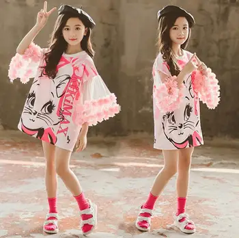 

2019 Korean style girls ruffles dress fashion summer cotton girls dresses 4-9t B865