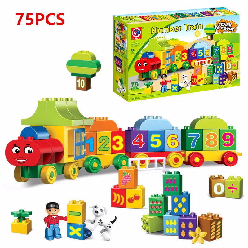 

Large particles Numbers Train Building Blocks Bricks Compatible duploINGlys Educational Toys DIY Kid Toy Building bricks