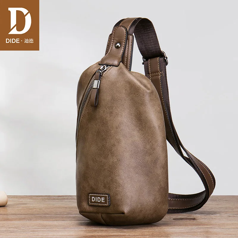 

DIDE Brand men bags shoulder crossbody bag chest pack leather waterproof IPad designer handbags high quality men messenger bags