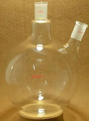 

3000ml,24/40,Two-Neck,Round Bottom Glass Flask,Twins Necks,3L,Lab Boiling Vessel