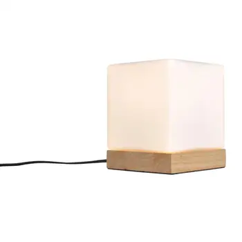 

2017 European craft glass and rubber wood products professional art square glass China Post free mail home table lamp