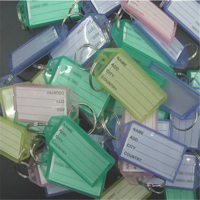 

New 3PCs Plastic Luggage ID Tags Label ID Home Office Travel Key Tags Split Ring Travel ID Identifier Name Card Label Chains