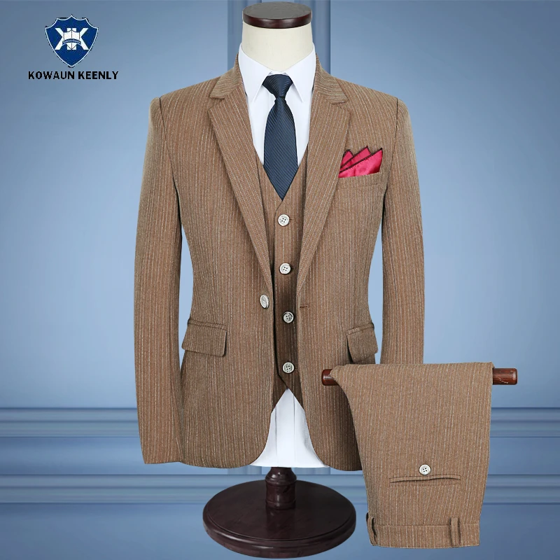 Classical Business Suits for Men Striped Wedding Suit Dress Groom